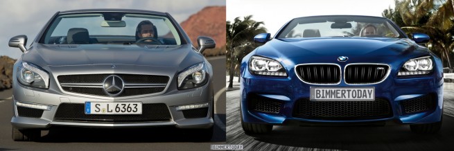 BMW-M6-Cabrio-F12-Mercedes-SL-63-AMG-2012-Bild-Vergleich-Front Video Comparison: 2013 BMW M6 Convertible vs Mercedes Benz SL63 AMG