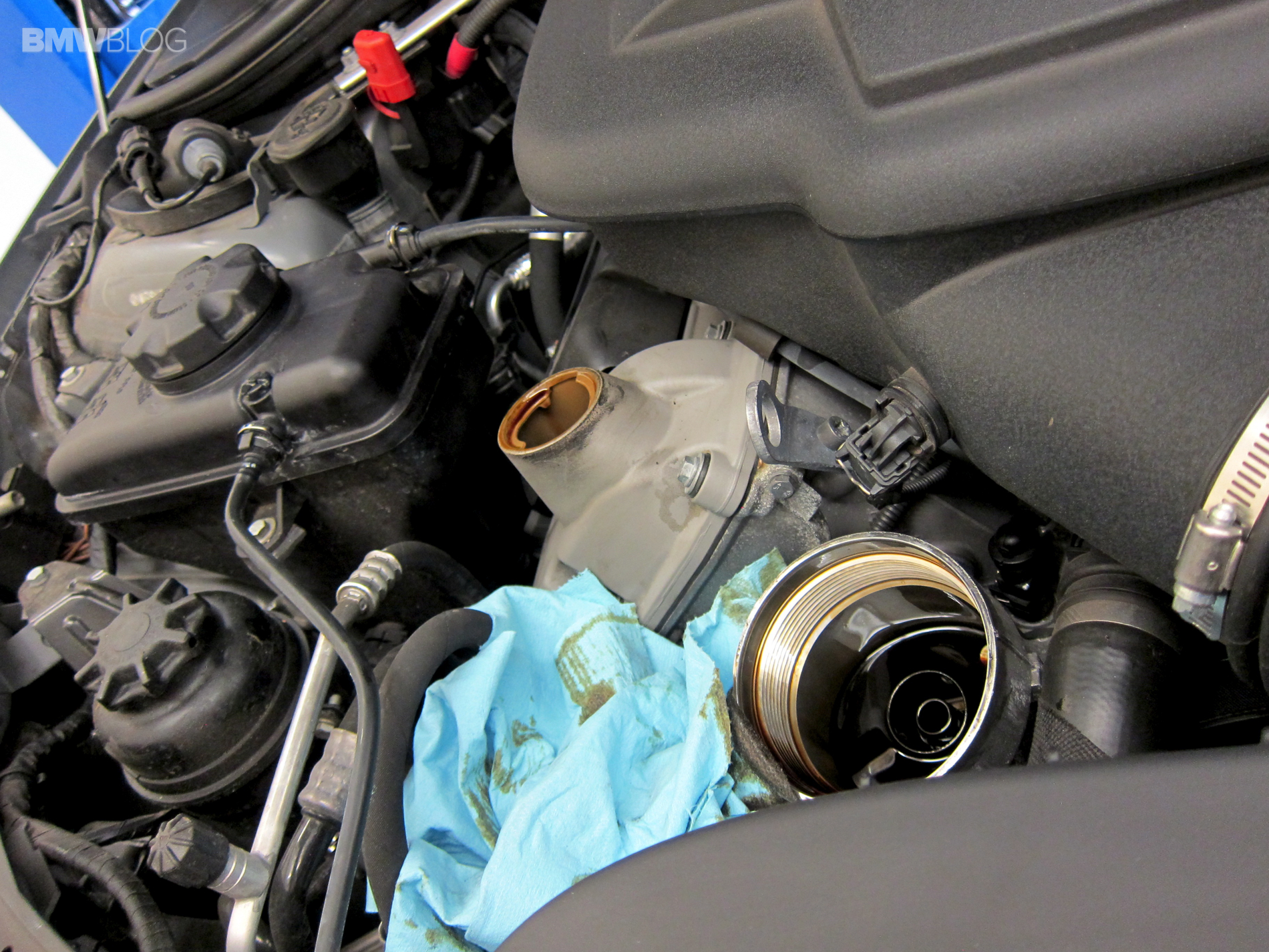 Under the E90/E92/E93 M3 locate the two drain plugs fore and aft under ...