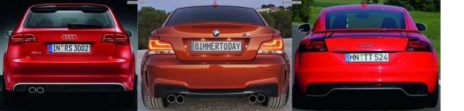 Bildvergleich-Audi-RS3-BMW-1er-M-Audi-TT-RS-Heck