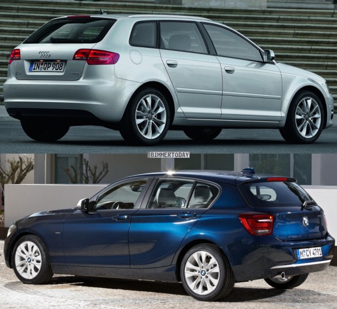 Bildvergleich-BMW-1er-F20-Audi-A3-Sportback-Heck2