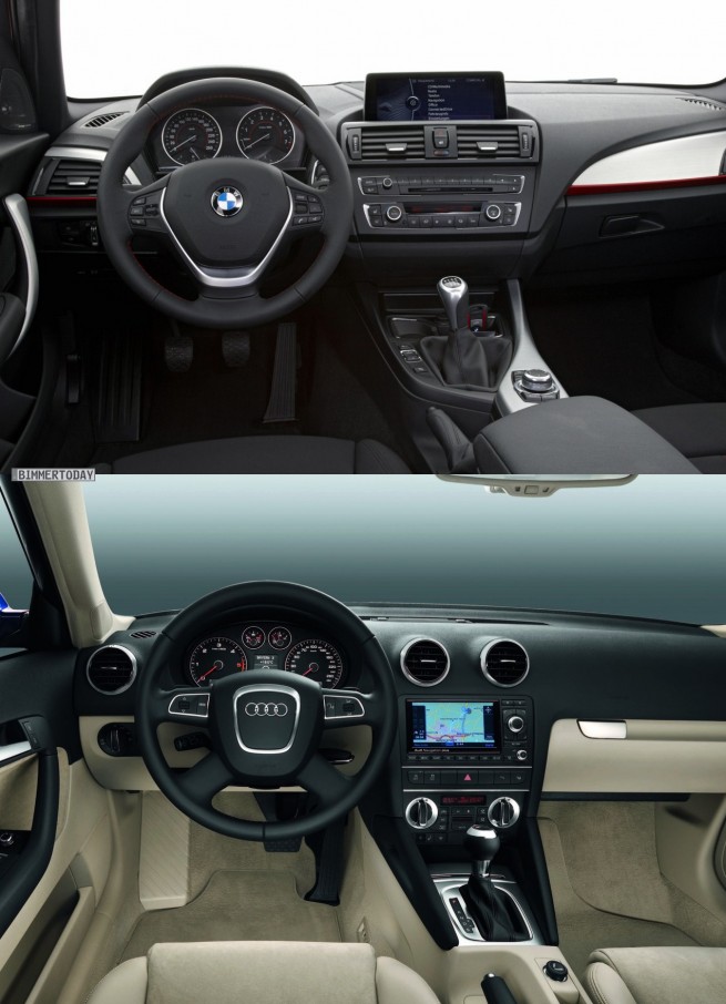 Bildvergleich-BMW-1er-F20-Audi-A3-Sportback-Interieur