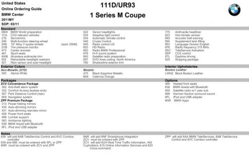 BMWNA releases the BMW 1M Ordering Guide