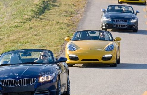 Car and Driver: 2009 Porsche Boxster S vs. BMW Z4 sDrive35i, Audi TTS, Chevrolet Corvette