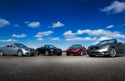 2010 BMW 328i vs. 2010 Audi A5 2.0T Quattro vs. 2009 Infiniti G37 vs. 2010 Lexus IS350C – by Car and Driver