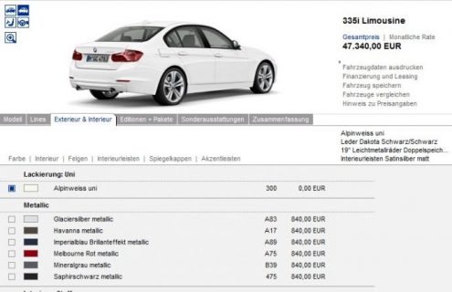 2012 BMW 3 Series Online Configurator Now Available