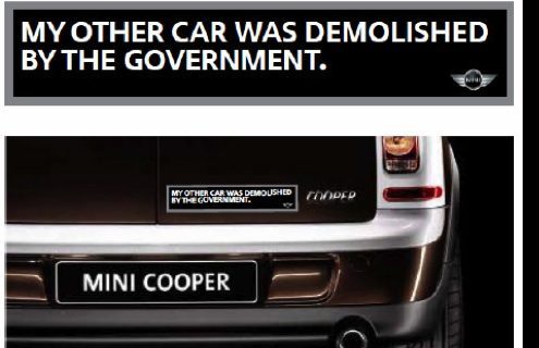 MINI Bumper Sticker Pokes Fun at Cash for Clunkers