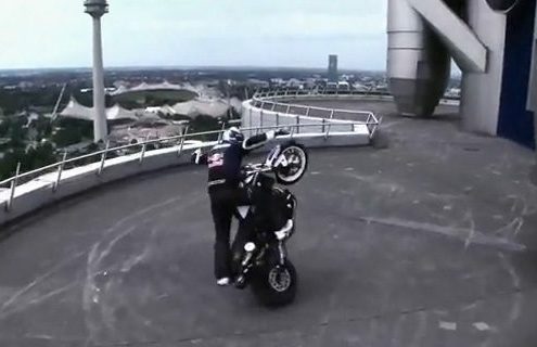 Video: Chris Pfeiffer Rides His Bike on BMW Tower