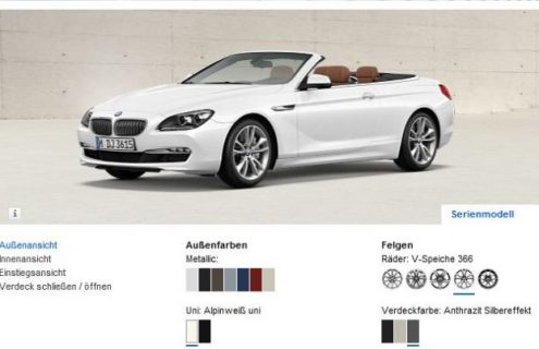 2012 BMW 6 Series Convertible Online Configurator now on BMW.de - 650i starts at 94,300 euros