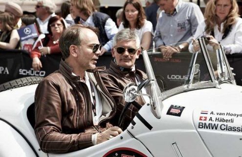 Adrian van Hooydonk and Alfredo Häberli teamed up for a classic car rally in a BMW 328