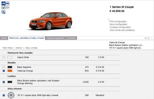 BMW 1 Series M Coupe Online Configurator available on bmw.co.uk