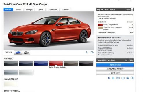 2013 BMW M6 Gran Coupe Configurator now live on bmwusa.com