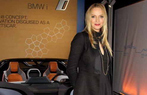 Uma Thurman helps unveil the BMW i8 Concept Roadster in NYC