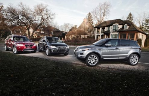 Car and Driver Comparo: 2013 BMW X3 xDrive28i vs. 2013 Audi Q5 2.0T, 2013 Range Rover Evoque