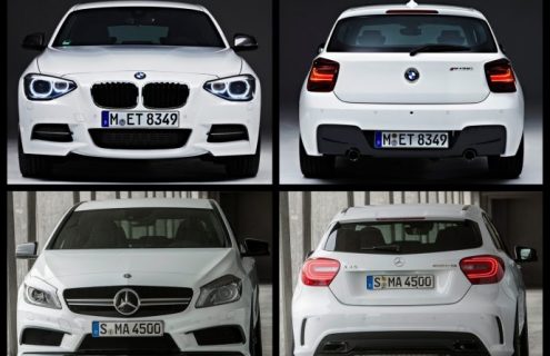 Photo Comparison: Mercedes-Benz A45 AMG vs BMW M135i