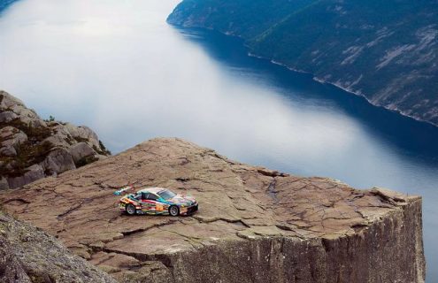Koons BMW M3 GT2 Art Car perched on Pulpit Rock