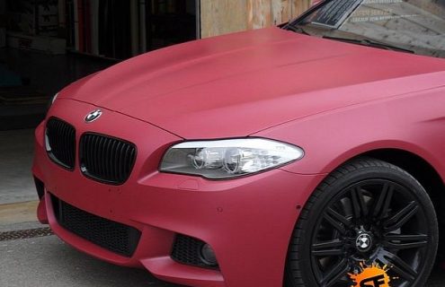 BMW 5 Series Touring wrapped in Cherry Red foil