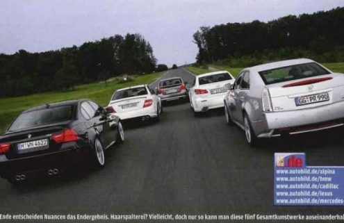 AutoBild: BMW M3 Sedan vs. Cadillac CTS-V vs. Mercedes-Benz C63 AMG vs. Lexus IS-F vs. Alpina B3