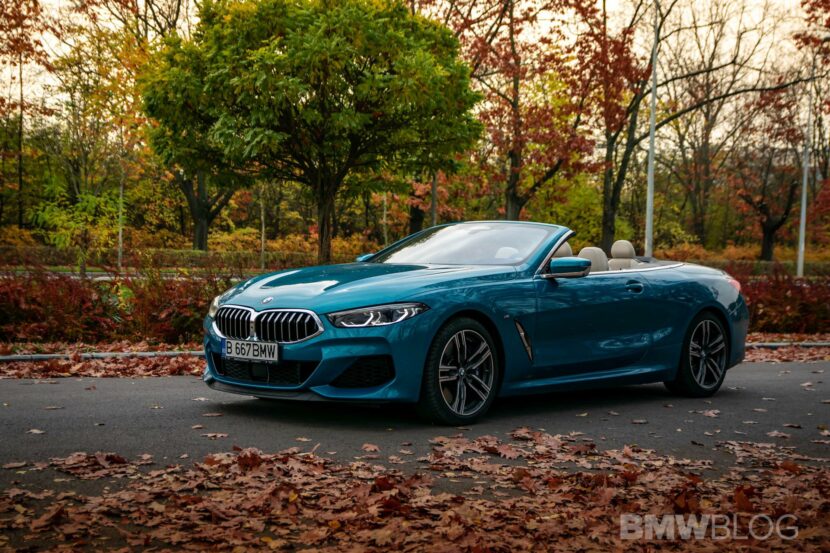 2020_BMW_M850i_Convertible-atlantis-blue47 Three quarter front view BMW M850i Convertible